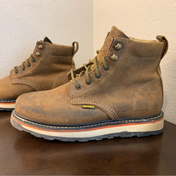BONANZA Work Boot Crazy Brown Round Toe 6\